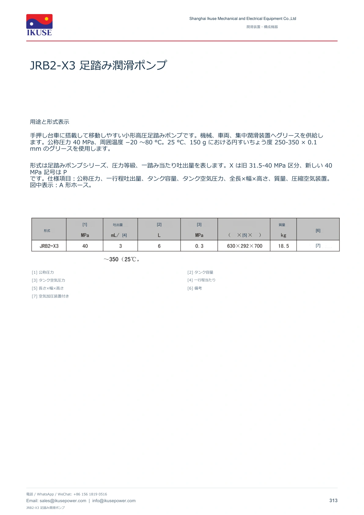 IKUSE JRB2-X3 足踏み潤滑ポンプ画像2