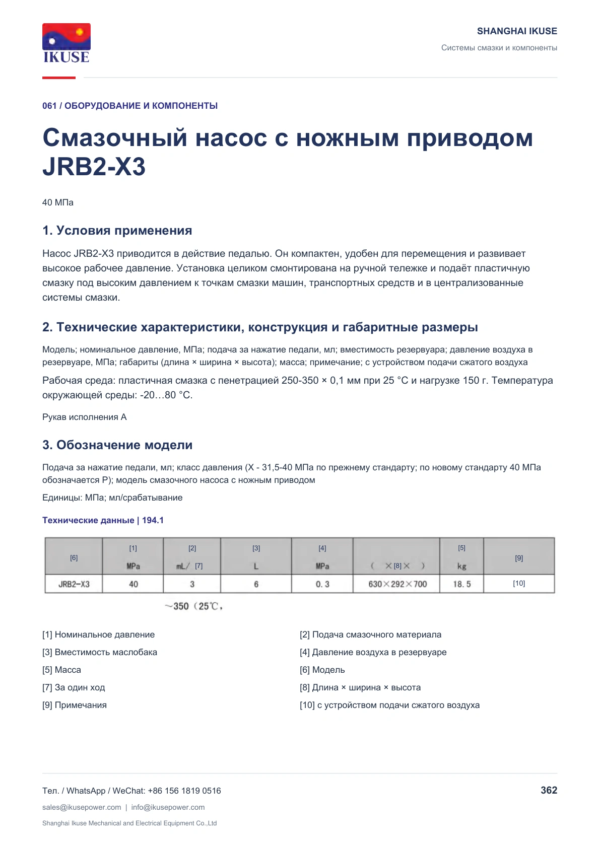 IKUSE Смазочный насос с ножным приводом JRB2-X3, фото 2