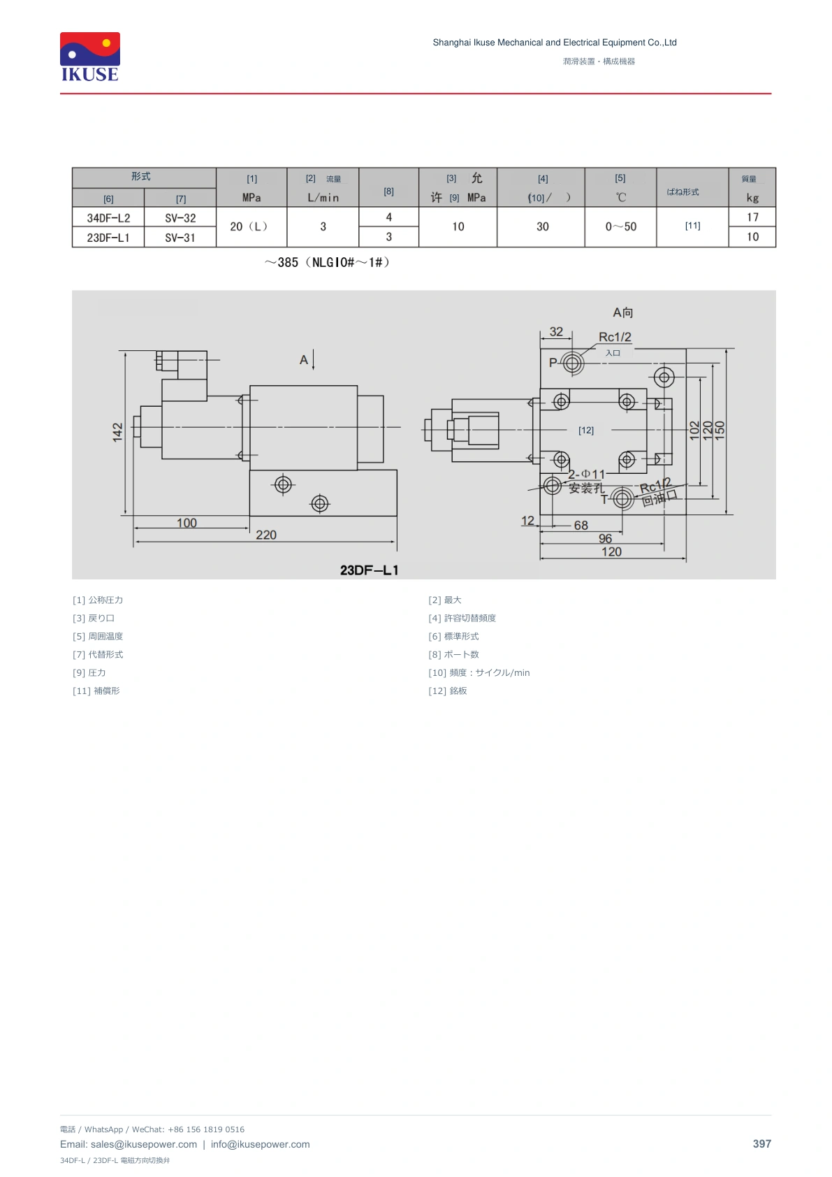 IKUSE 34DF-L / 23DF-L 電磁方向切換弁画像3