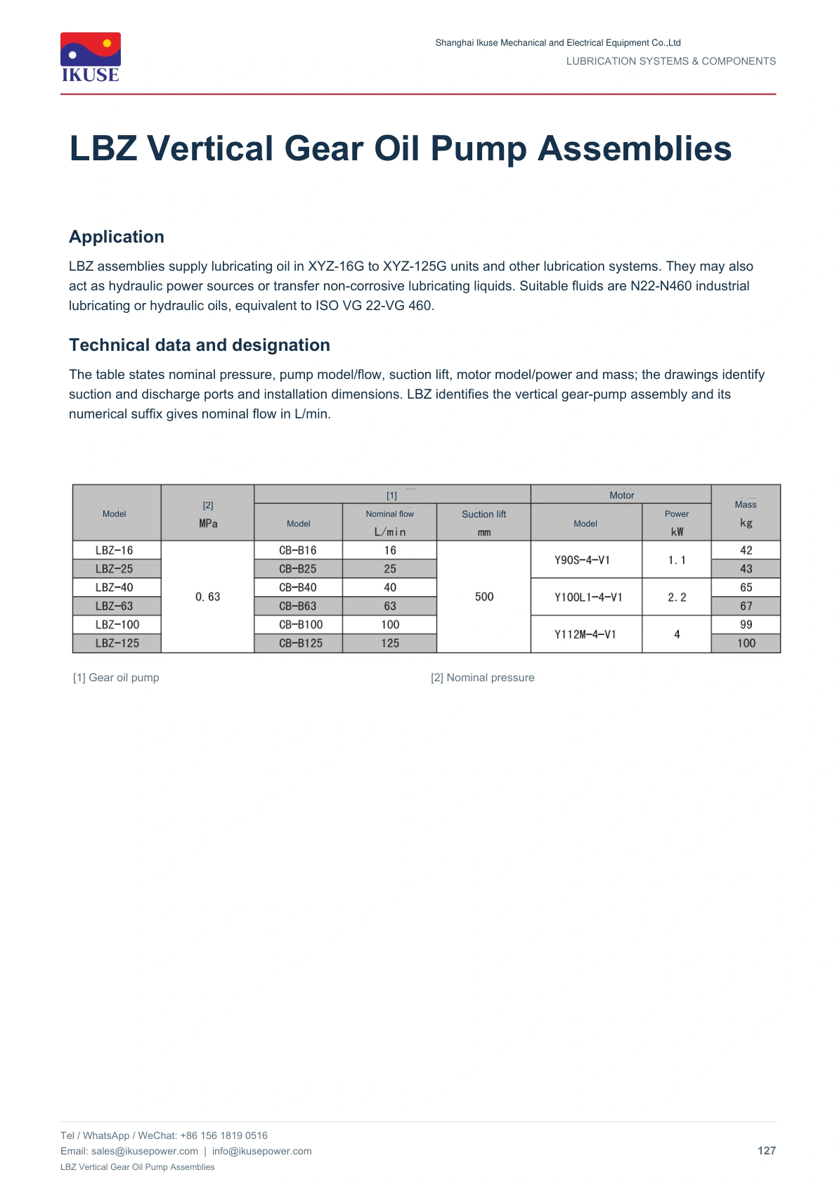 IKUSE LBZ Vertical Gear Oil Pump Assemblies image 2