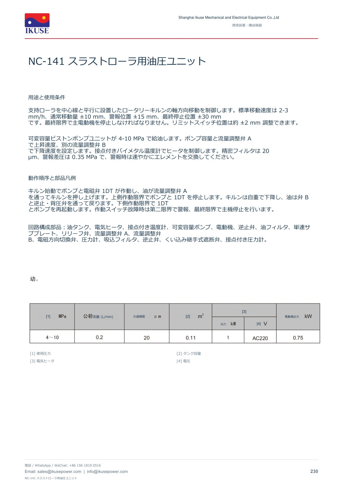 IKUSE NC-141 スラストローラ用油圧ユニット画像2