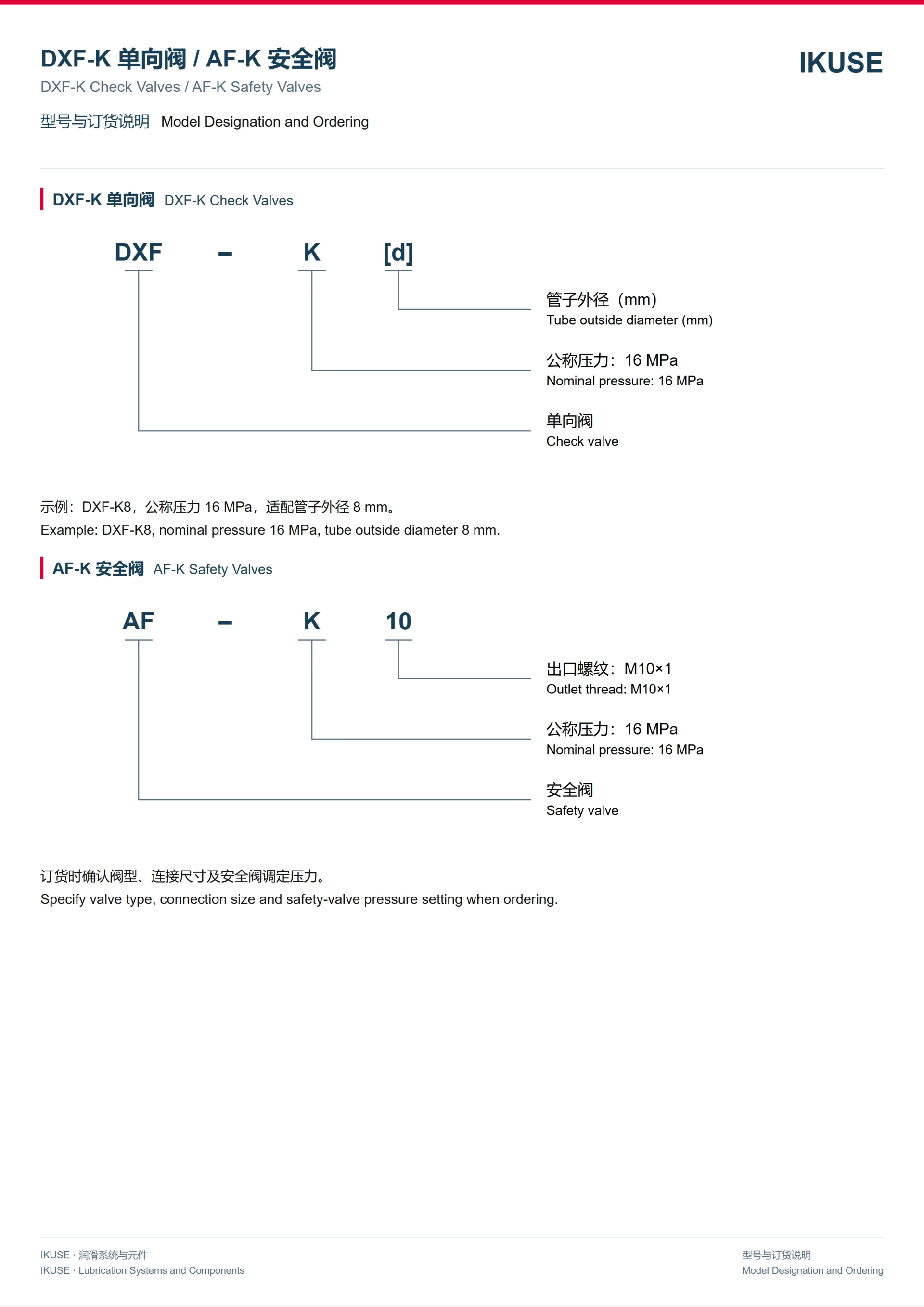 IKUSE DXF-K 单向阀 / AF-K 安全阀图4