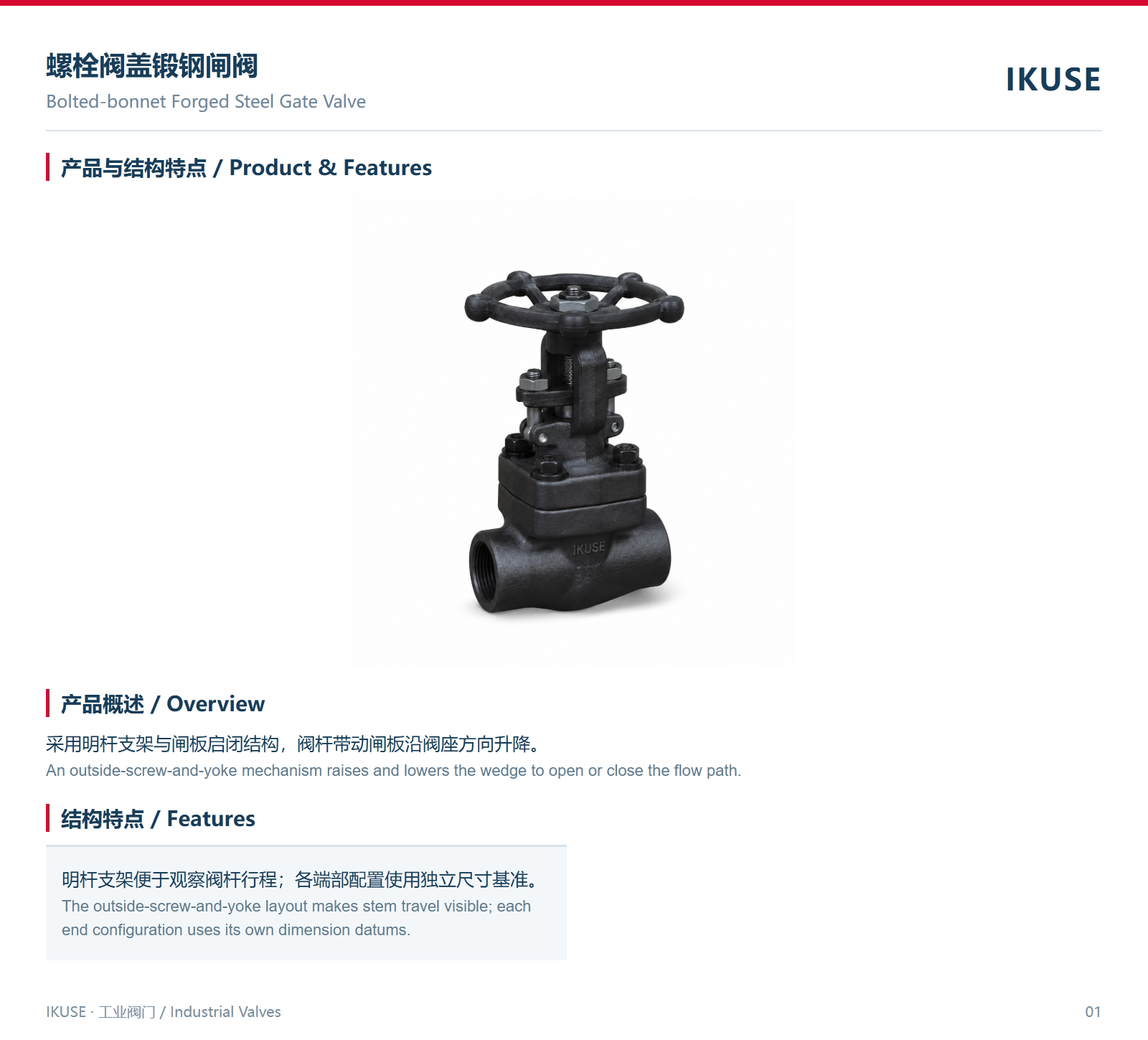 IKUSE 螺栓阀盖锻钢闸阀图2