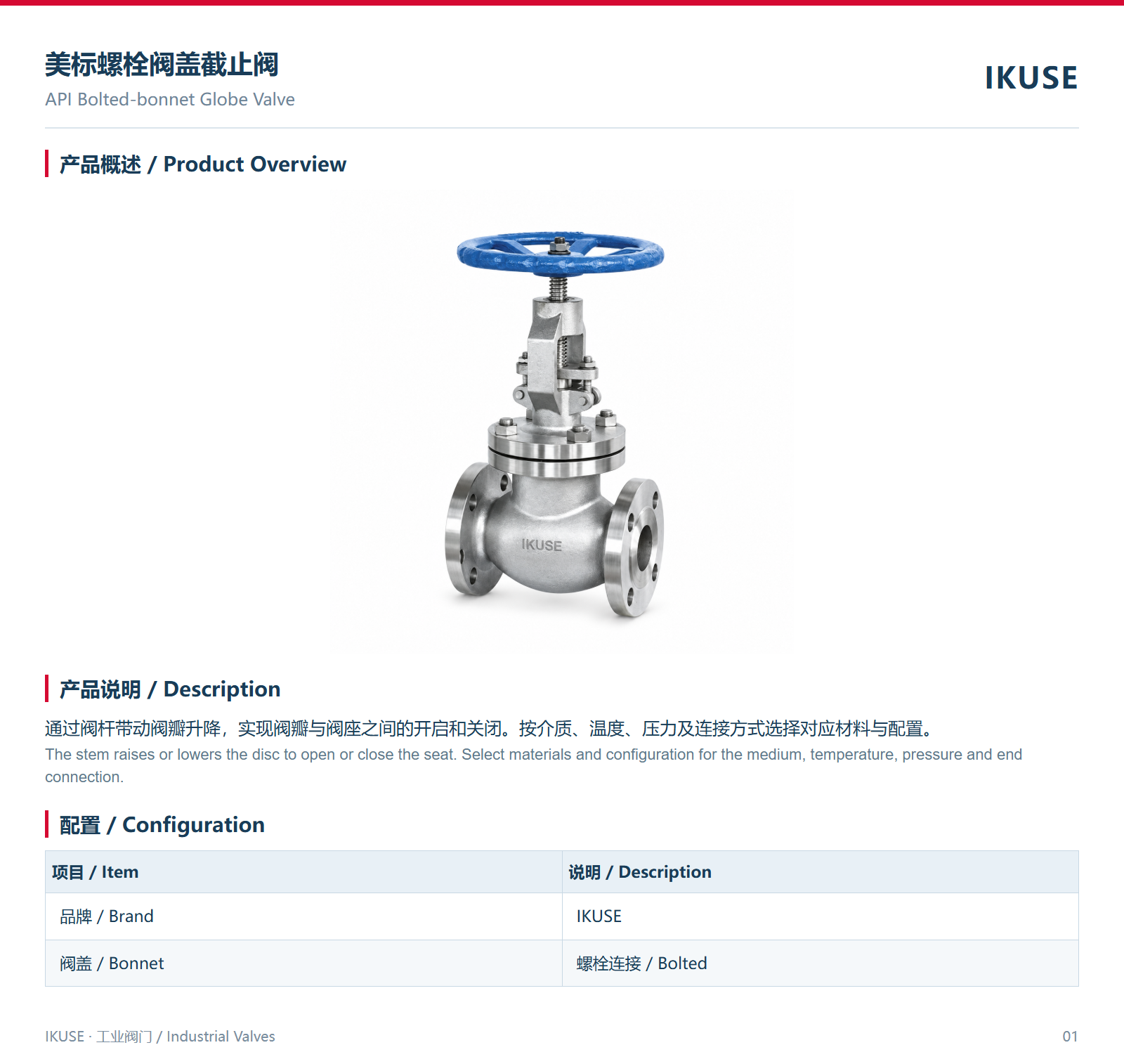 IKUSE 美标螺栓阀盖截止阀图2