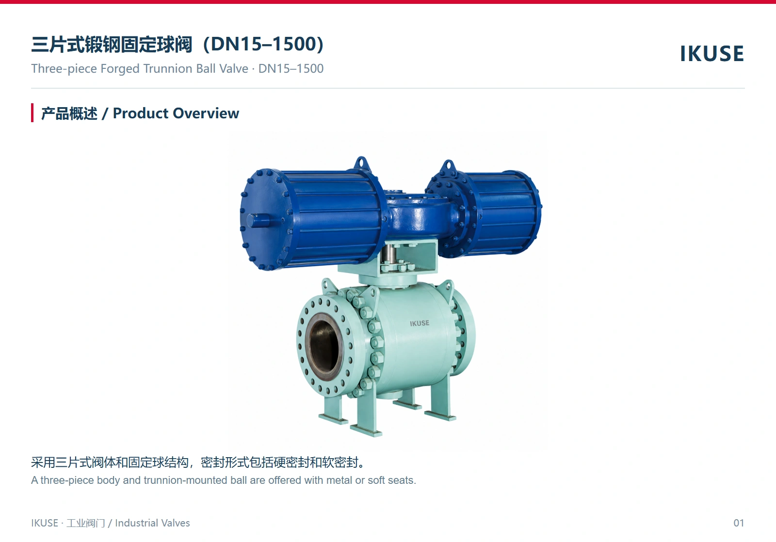 IKUSE 三片式锻钢固定球阀（DN15–1500）图2