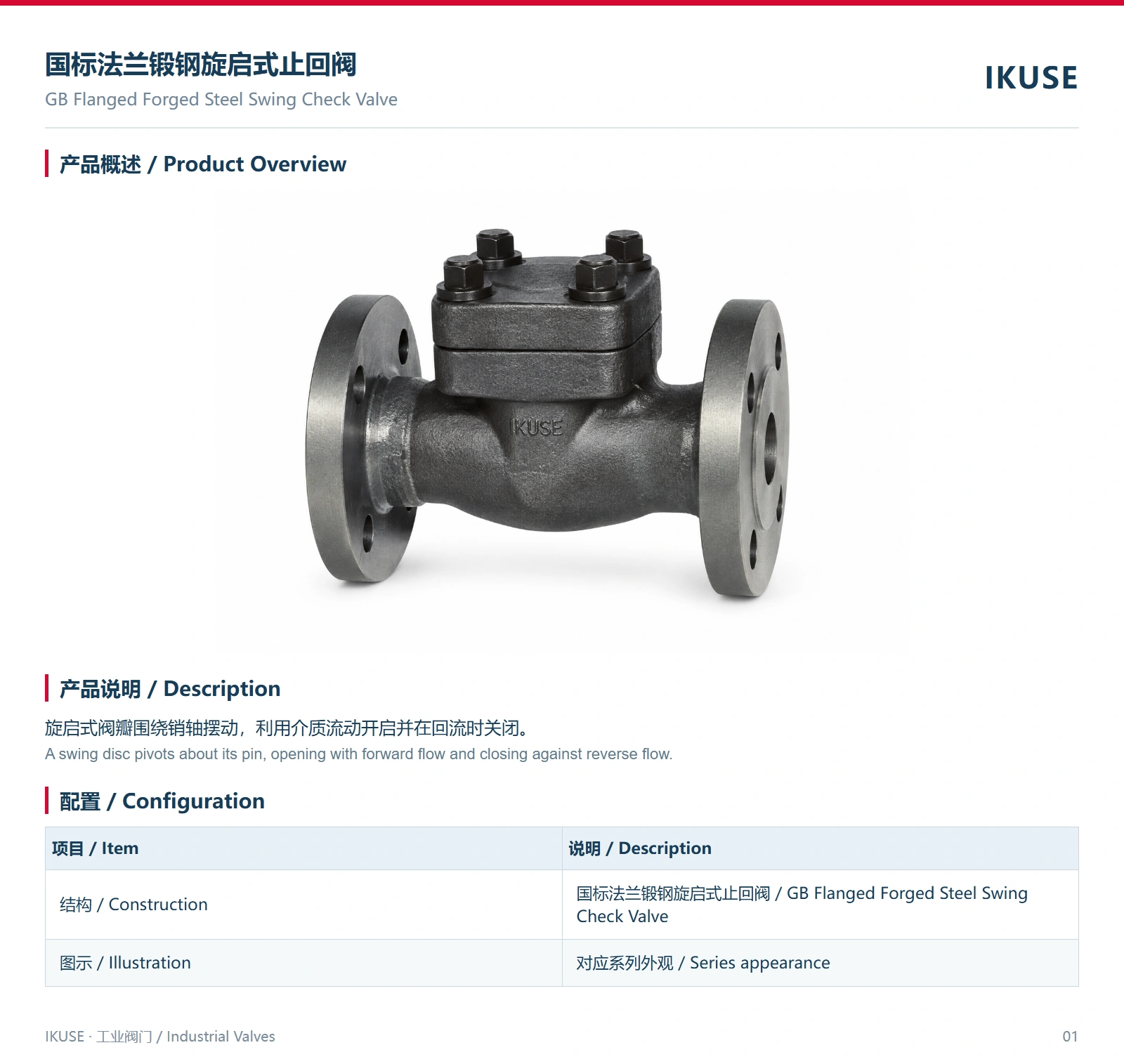 IKUSE 国标法兰锻钢旋启式止回阀图2