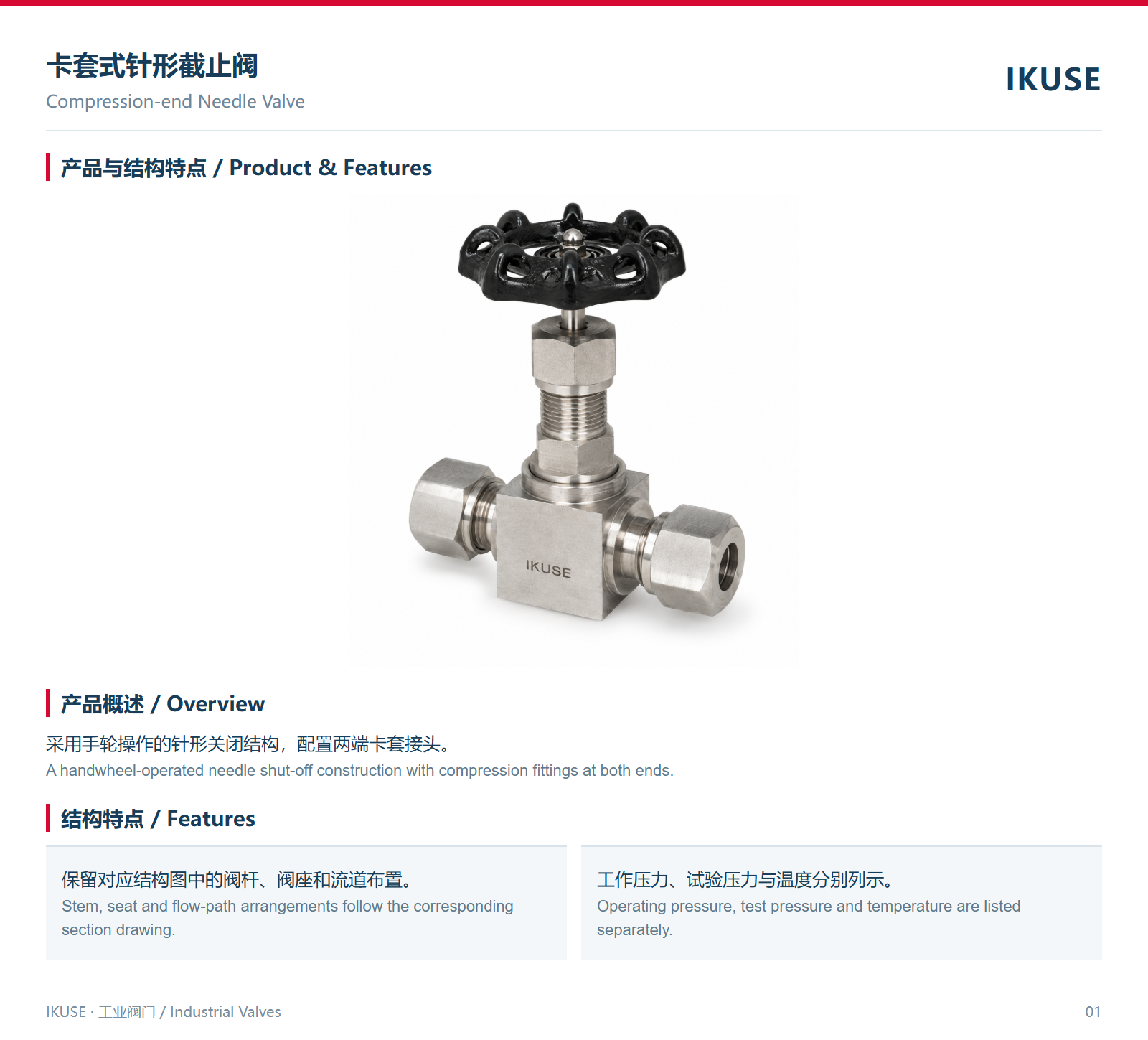 IKUSE 卡套式针形截止阀图2