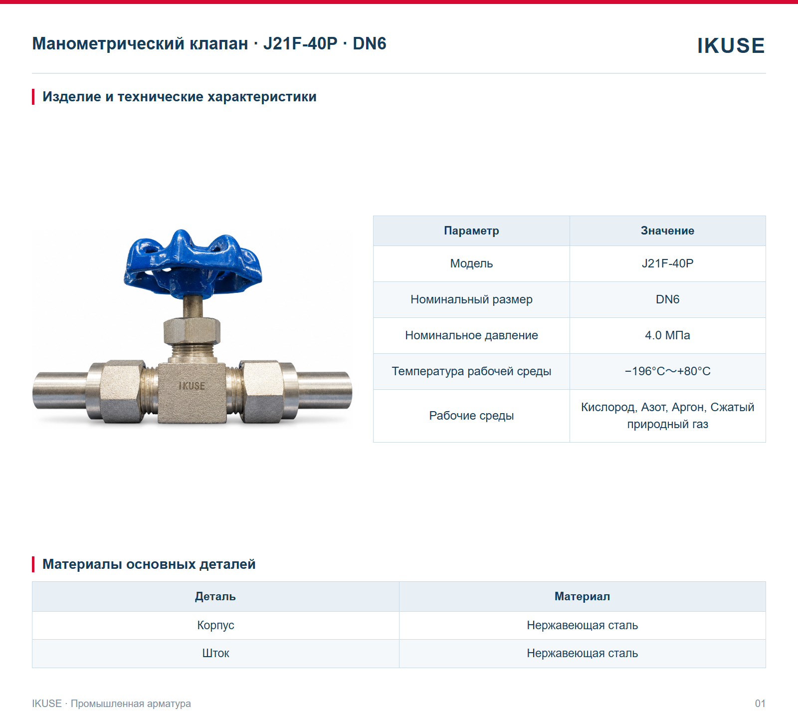 Изделие и технические характеристики