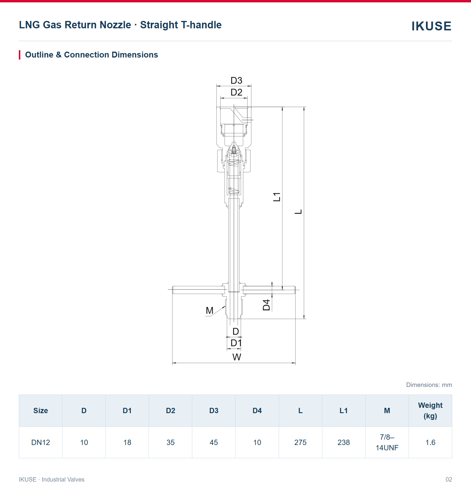 IKUSE LNG Gas Return Nozzle · Straight T-handle image 2