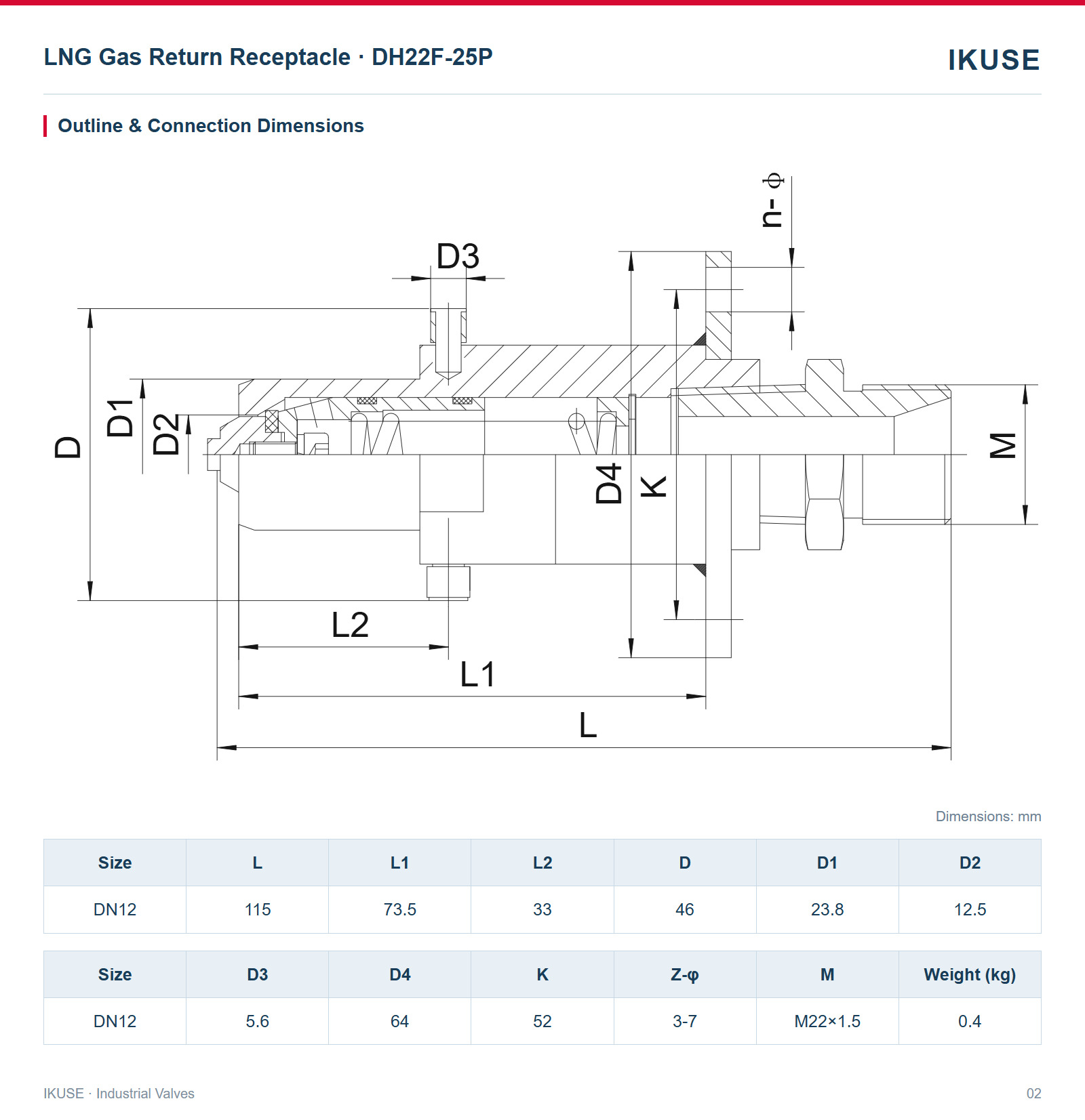 IKUSE LNG Gas Return Receptacle · DH22F-25P image 2
