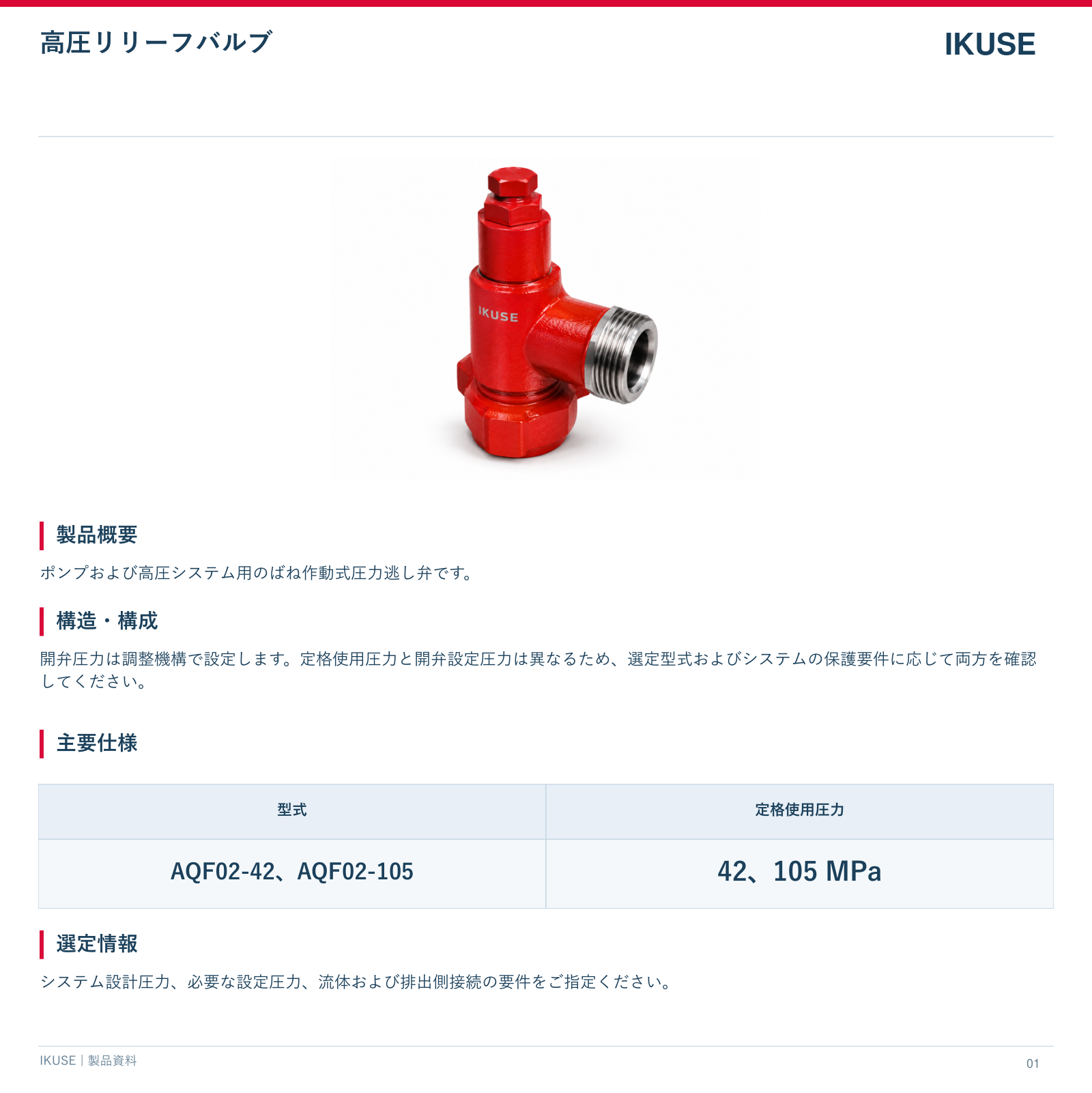 IKUSE 高圧リリーフバルブ画像2