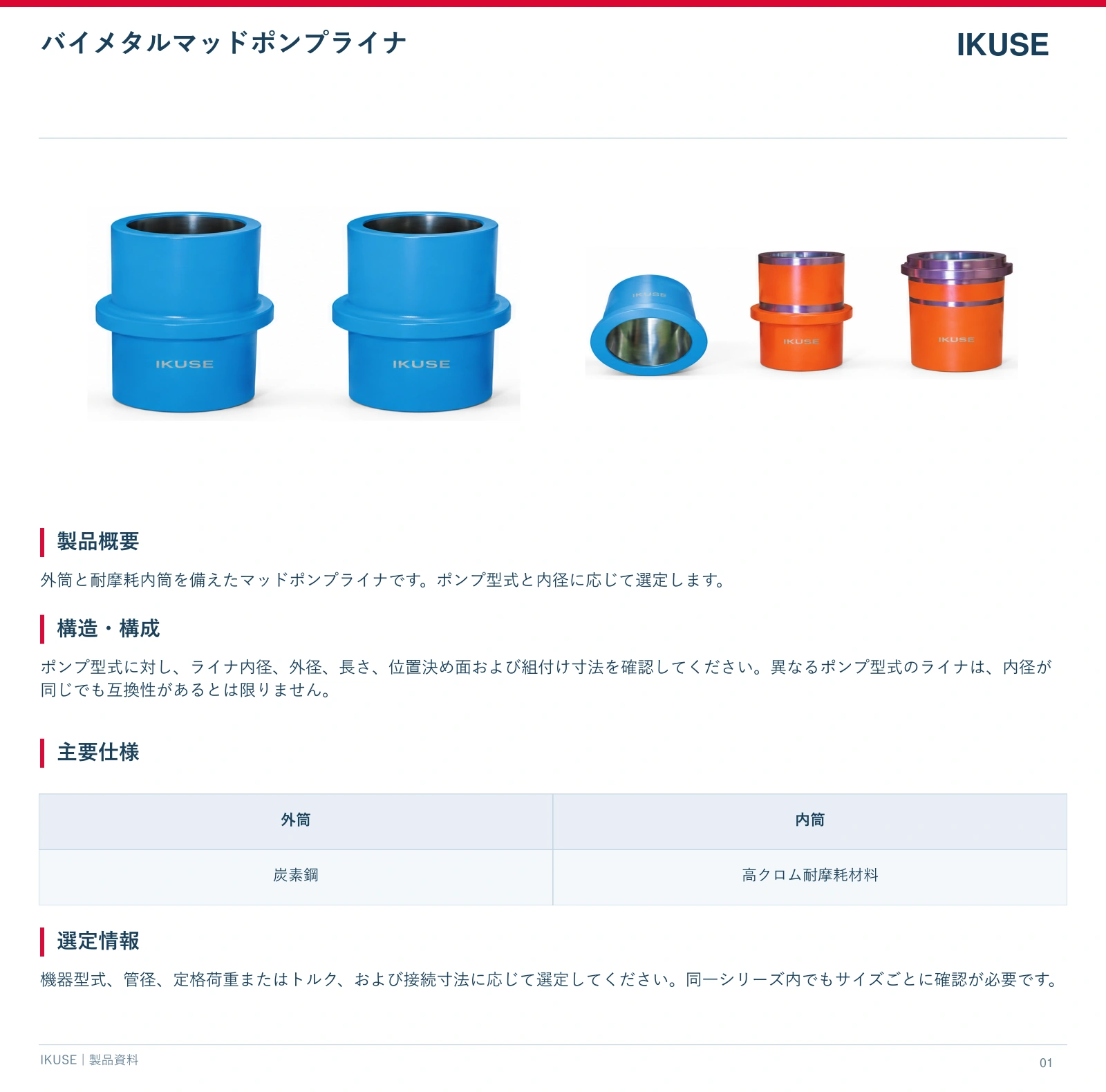 IKUSE バイメタルマッドポンプライナ画像3