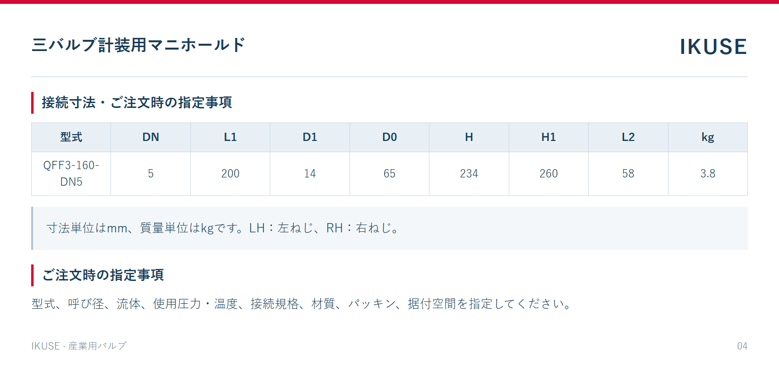 接続寸法・ご注文時の指定事項