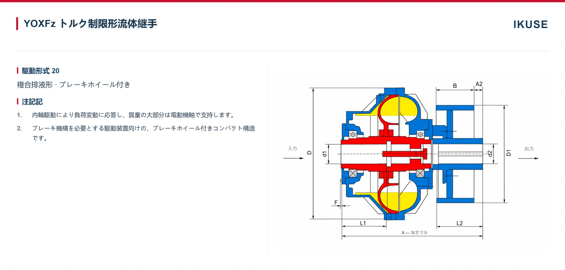 IKUSE YOX / YOXF / YOXFz / YOXAMP / YOXNL / YOXIIA 定充填トルク制限形流体継手画像6