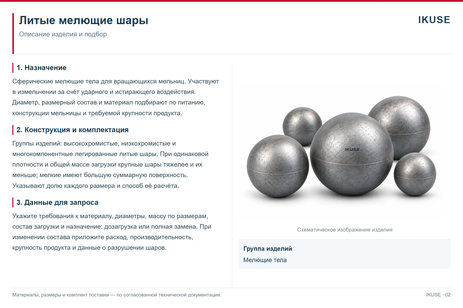IKUSE Литые мелющие шары, фото 2