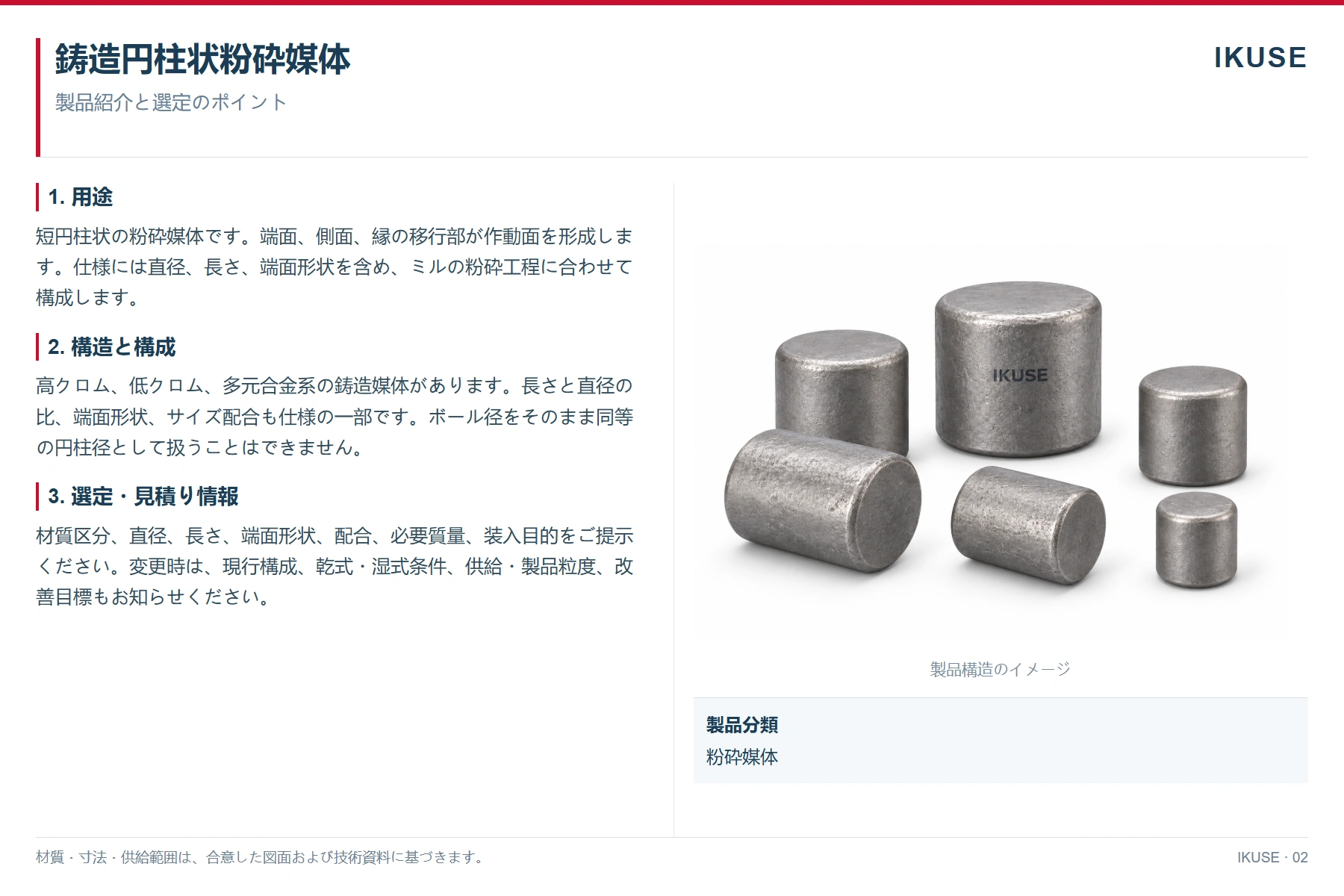 IKUSE 鋳造円柱状粉砕媒体画像2