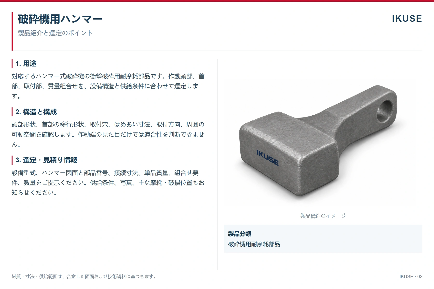 IKUSE 破砕機用ハンマー画像2
