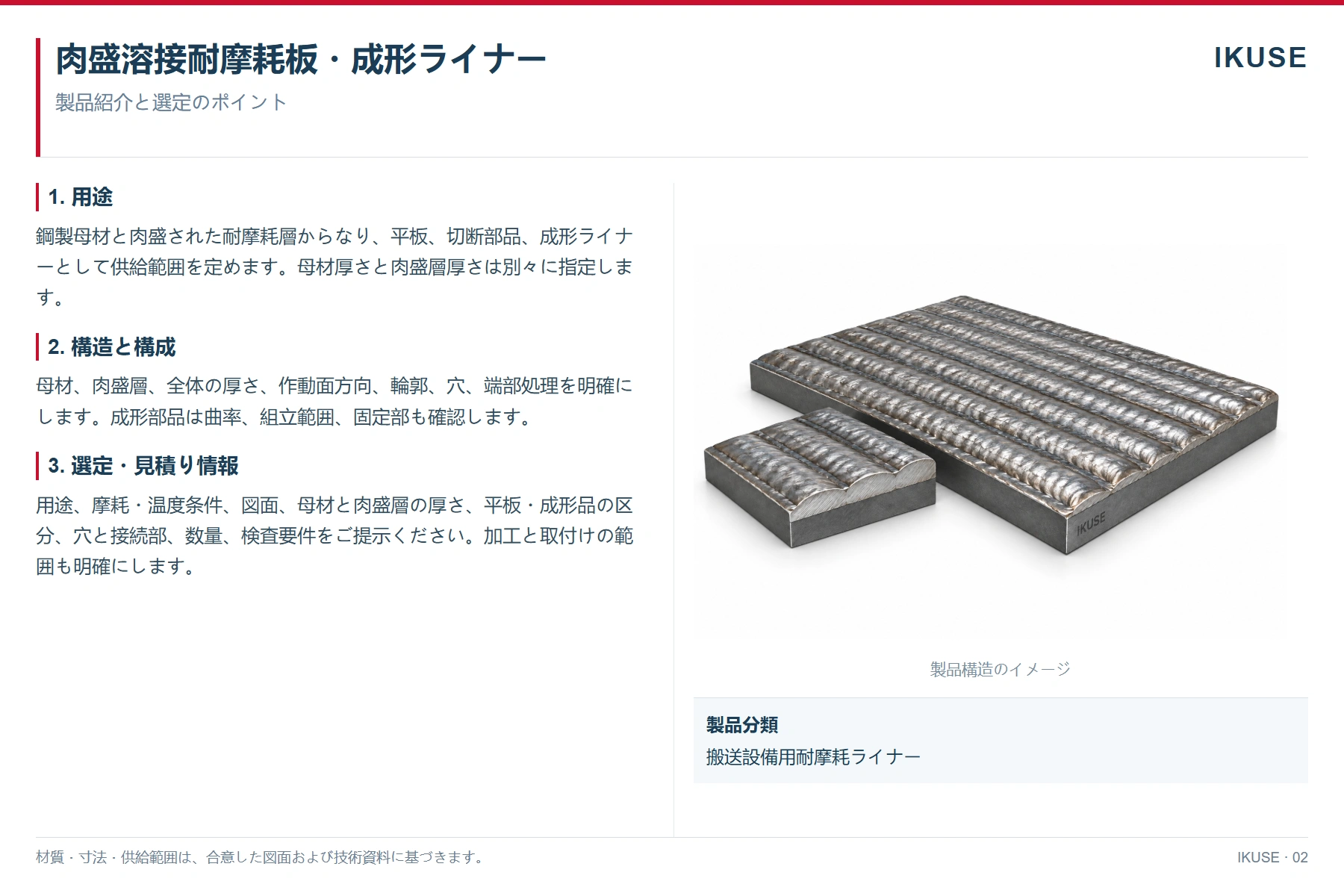 IKUSE 肉盛溶接耐摩耗板・成形ライナー画像2