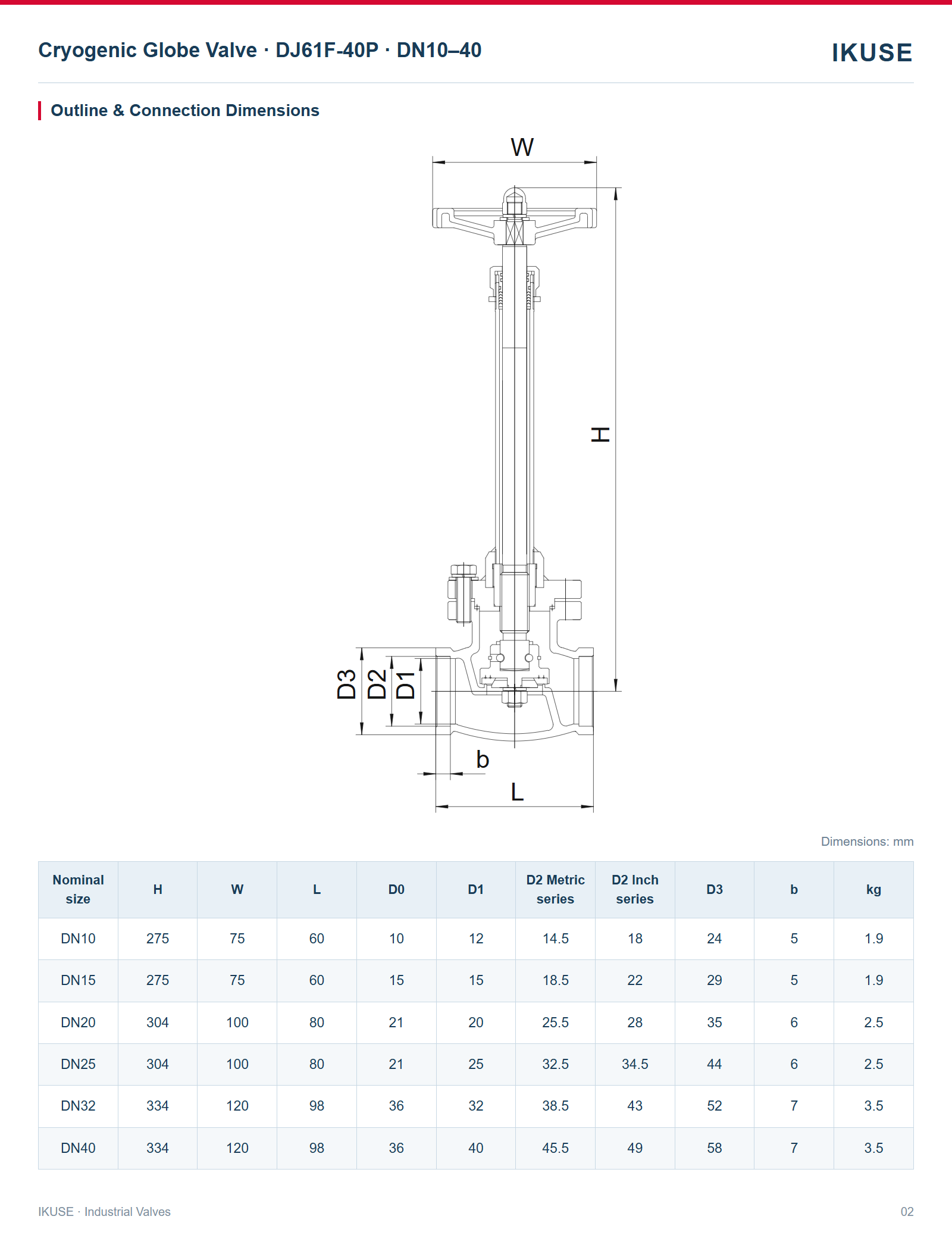 IKUSE Cryogenic Globe Valve · DJ61F-40P · DN10–40 image 2