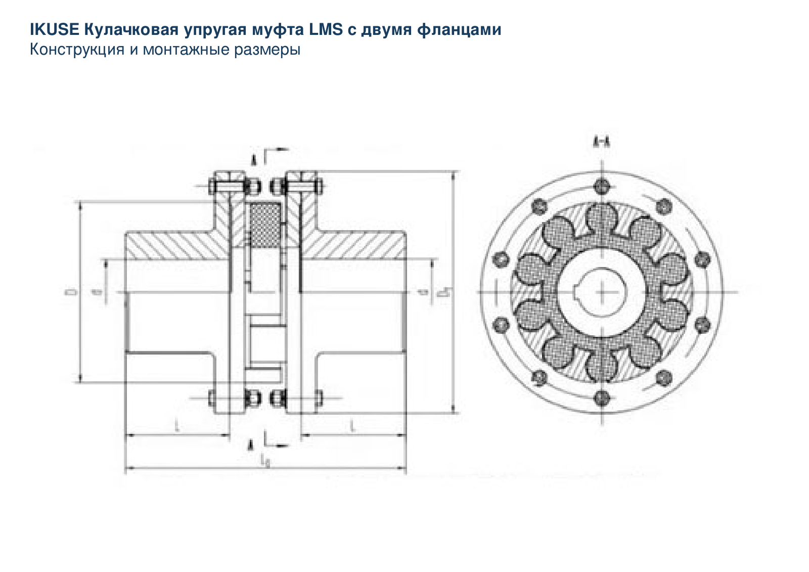 IKUSE Кулачковая упругая муфта LMS с двумя фланцами, фото 2