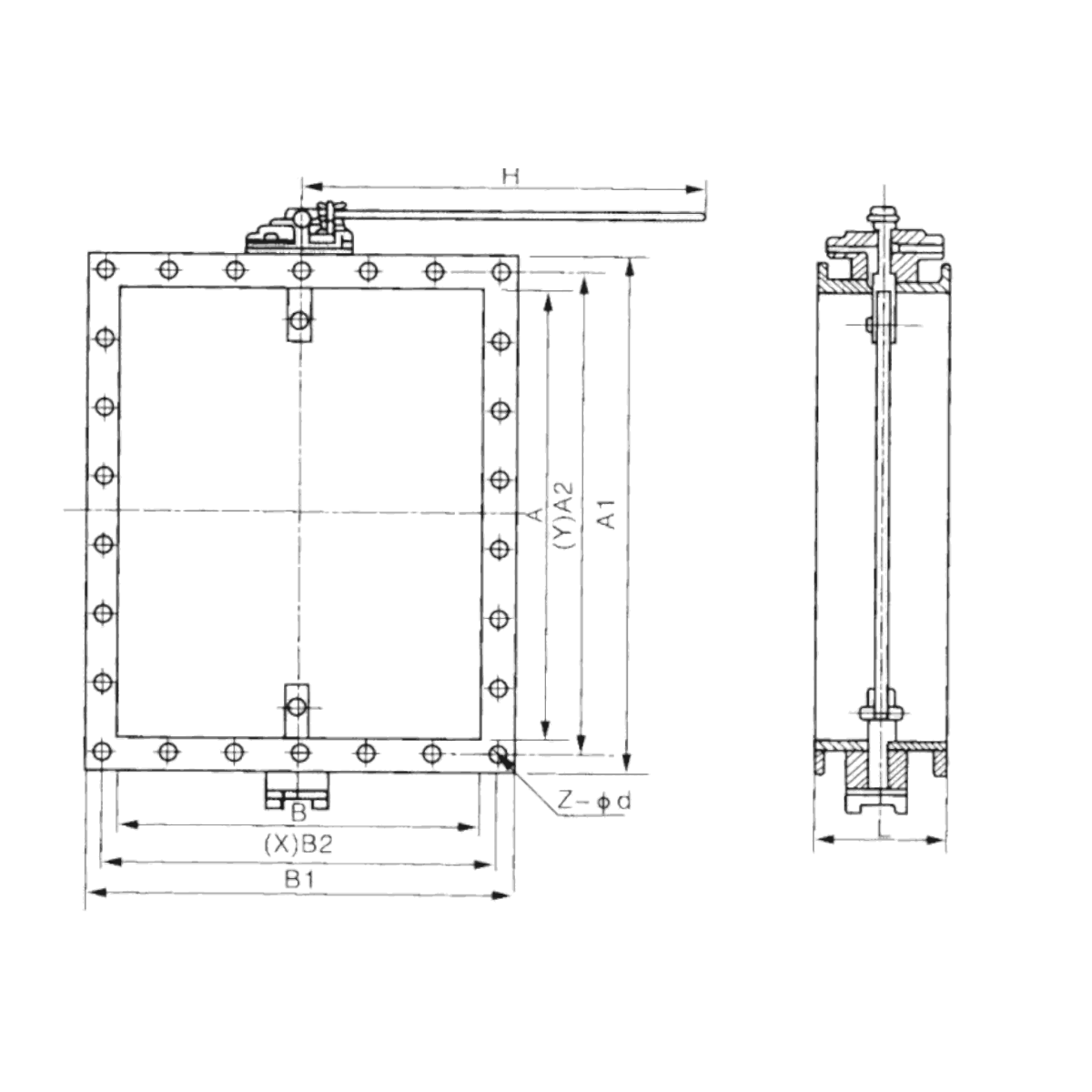 IKUSE Manual Rectangular Butterfly Valve