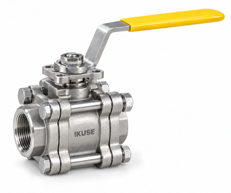 IKUSE Three-piece ISO 5211 Mounting-pad Ball Valve
