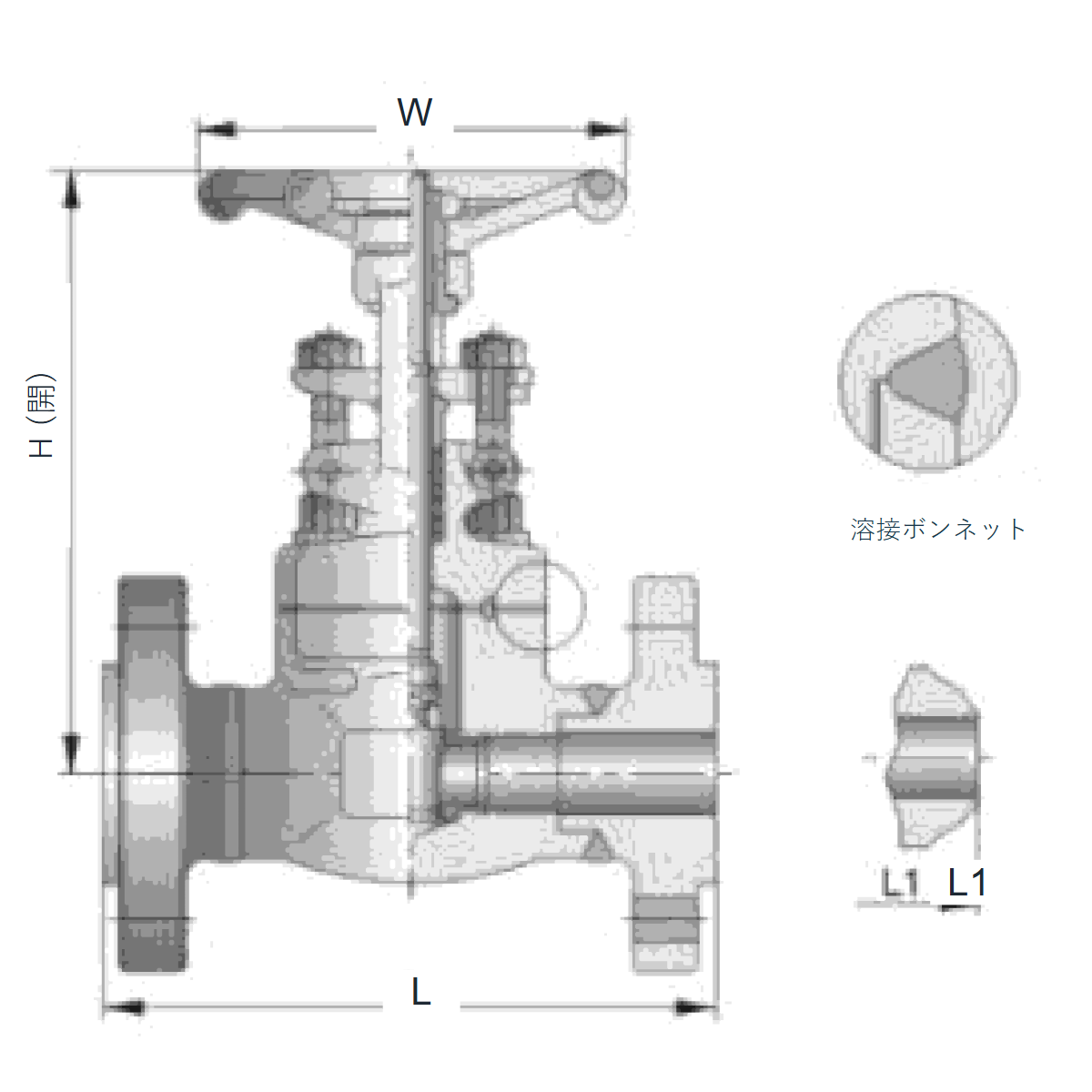 IKUSE フランジ形 / 突合せ溶接溶接ボンネット形鍛造ゲートバルブ